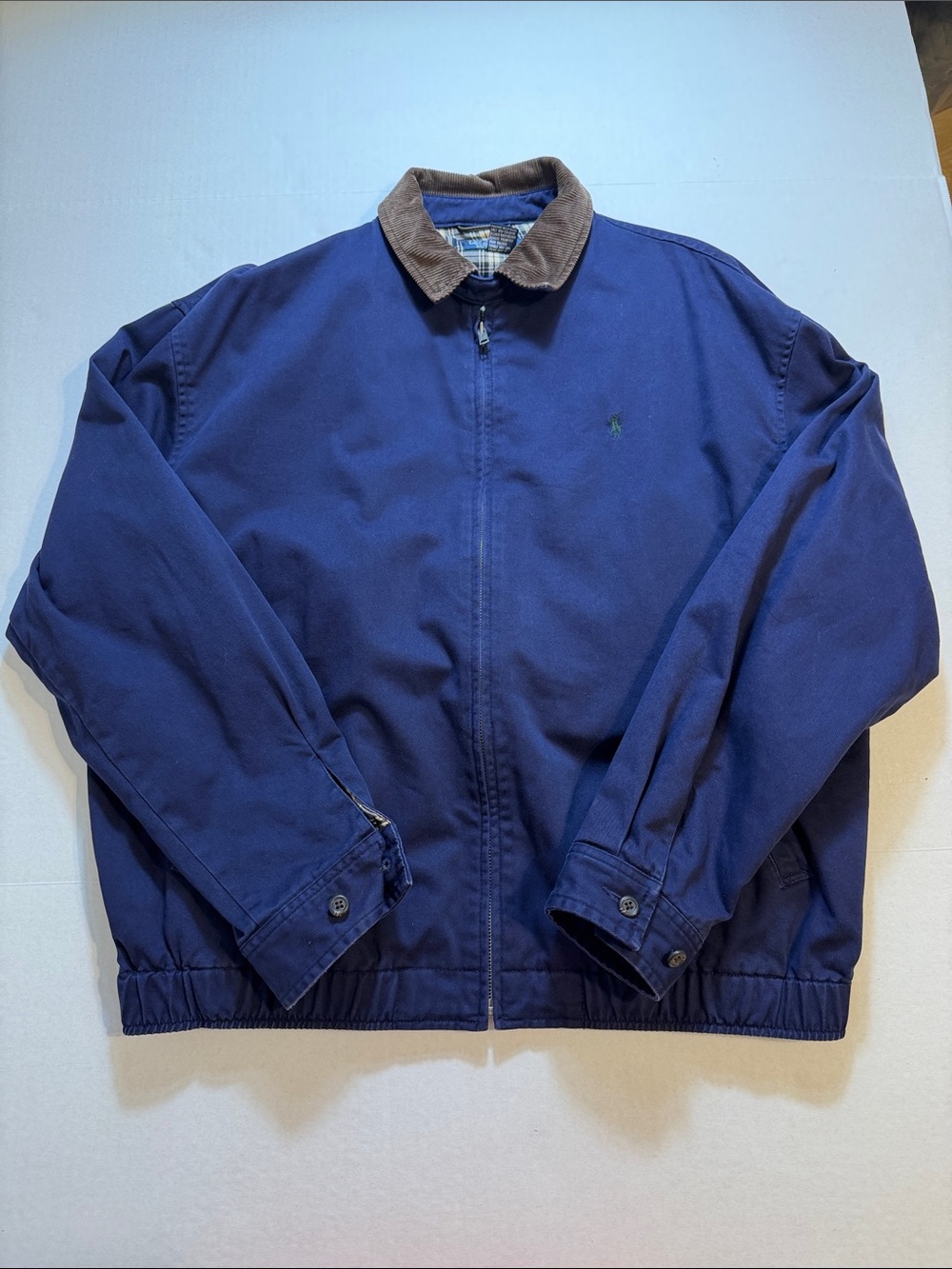 Vintage Polo by Ralph Lauren Corduroy Collar Plaid Harrington Zipper Jacket
